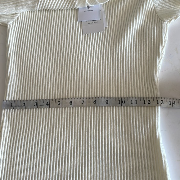 Anine Bing Skylar Womens Ivory Ribbed Viscose Blend Mini Sweater Dress Size M - Picture 6 of 8